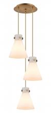 Innovations Lighting 113-410-1PS-BB-G411-8WH - Newton Cone - 3 Light - 16 inch - Brushed Brass - Multi Pendant