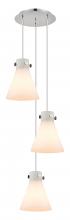 Innovations Lighting 113-410-1PS-PN-G411-8WH - Newton Cone - 3 Light - 16 inch - Polished Nickel - Multi Pendant