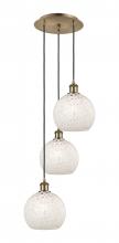 Innovations Lighting 113B-3P-AB-G1216-8WM - White Mouchette - 3 Light - 15 inch - Antique Brass - Cord Hung - Multi Pendant