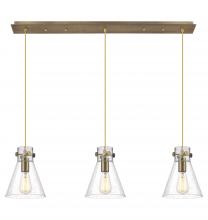 Innovations Lighting 123-410-1PS-BB-G411-8SDY - Newton Cone - 3 Light - 40 inch - Brushed Brass - Linear Pendant