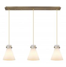 Innovations Lighting 123-410-1PS-BB-G411-8WH - Newton Cone - 3 Light - 40 inch - Brushed Brass - Linear Pendant