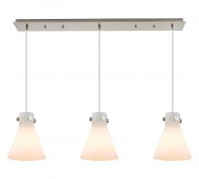 Innovations Lighting 123-410-1PS-SN-G411-8WH - Newton Cone - 3 Light - 40 inch - Brushed Satin Nickel - Linear Pendant