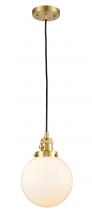  201CSW-SG-G201-8-LED - Beacon - 1 Light - 8 inch - Satin Gold - Cord hung - Mini Pendant