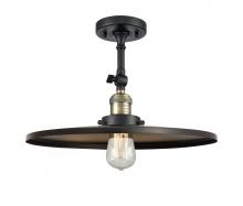 Innovations Lighting 201F-BAB-MFR-BK-16 - Railroad - 1 Light - 16 inch - Black Antique Brass - Semi-Flush Mount