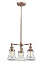 Innovations Lighting 207-AC-G192-LED - Bellmont - 3 Light - 18 inch - Antique Copper - Stem Hung - Chandelier