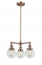 Innovations Lighting 207-AC-G202-6-LED - Beacon - 3 Light - 19 inch - Antique Copper - Stem Hung - Chandelier