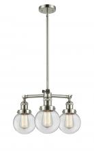 Innovations Lighting 207-PN-G202-6-LED - Beacon - 3 Light - 19 inch - Polished Nickel - Stem Hung - Chandelier