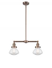 Innovations Lighting 209-AC-G322 - Olean - 2 Light - 22 inch - Antique Copper - Stem Hung - Island Light