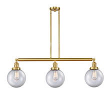 Innovations Lighting 213-SG-G202-8 - Beacon - 3 Light - 41 inch - Satin Gold - Stem Hung - Island Light