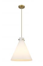 Innovations Lighting 410-1PL-BB-G411-16WH - Newton Cone - 1 Light - 16 inch - Brushed Brass - Cord hung - Pendant