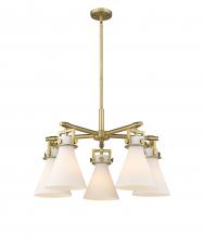 Innovations Lighting 411-5CR-BB-G411-7WH - Newton Cone - 5 Light - 26 inch - Brushed Brass - Chandelier