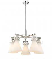 Innovations Lighting 411-5CR-PN-G411-7WH - Newton Cone - 5 Light - 26 inch - Polished Nickel - Chandelier