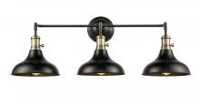 Innovations Lighting 443SW-3W-BAB-M15BK - Metro - 3 Light - 37 inch - Black Antique Brass - Bath Vanity Light