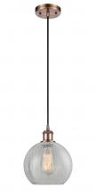 Innovations Lighting 516-1P-AC-G125-8 - Athens - 1 Light - 8 inch - Antique Copper - Cord hung - Mini Pendant
