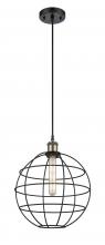 Innovations Lighting 516-1P-BAB-CE-12-BK - Lake Placid - 1 Light - 12 inch - Black Antique Brass - Mini Pendant