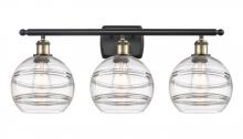 Innovations Lighting 516-3W-BAB-G556-8CL - Rochester - 3 Light - 28 inch - Black Antique Brass - Bath Vanity Light