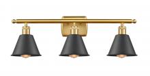 Innovations Lighting 516-3W-SG-M8-BK - Smithfield - 3 Light - 27 inch - Satin Gold - Bath Vanity Light