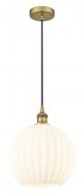 Innovations Lighting 616-1P-BB-G1217-12WV - White Venetian - 1 Light - 12 inch - Brushed Brass - Cord Hung - Mini Pendant