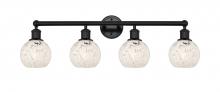 Innovations Lighting 616-4W-BK-G1216-6WM - White Mouchette - 4 Light - 33 inch - Matte Black - Bath Vanity Light