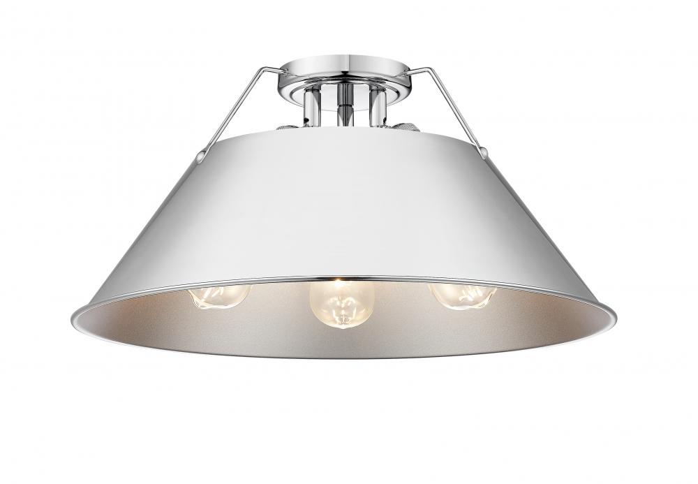 Orwell CH 3 Light Flush Mount in Chrome with Chrome shade
