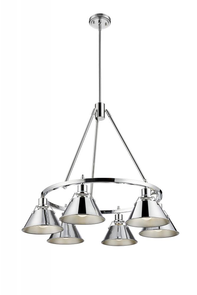 Orwell CH 6 Light Chandelier in Chrome with Chrome shades