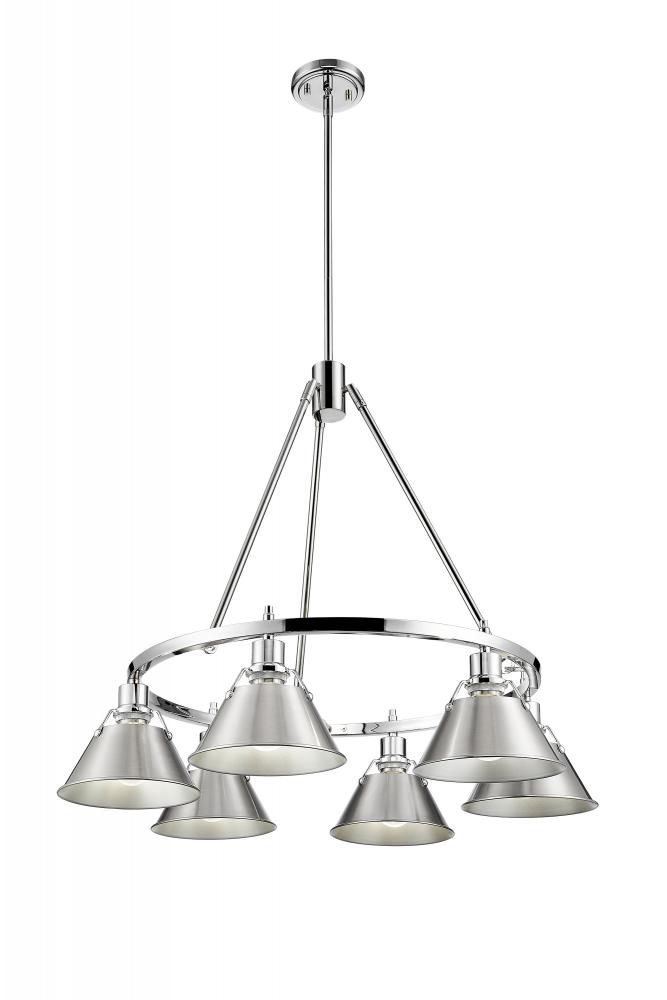 Orwell CH 6 Light Chandelier in Chrome with Pewter shades
