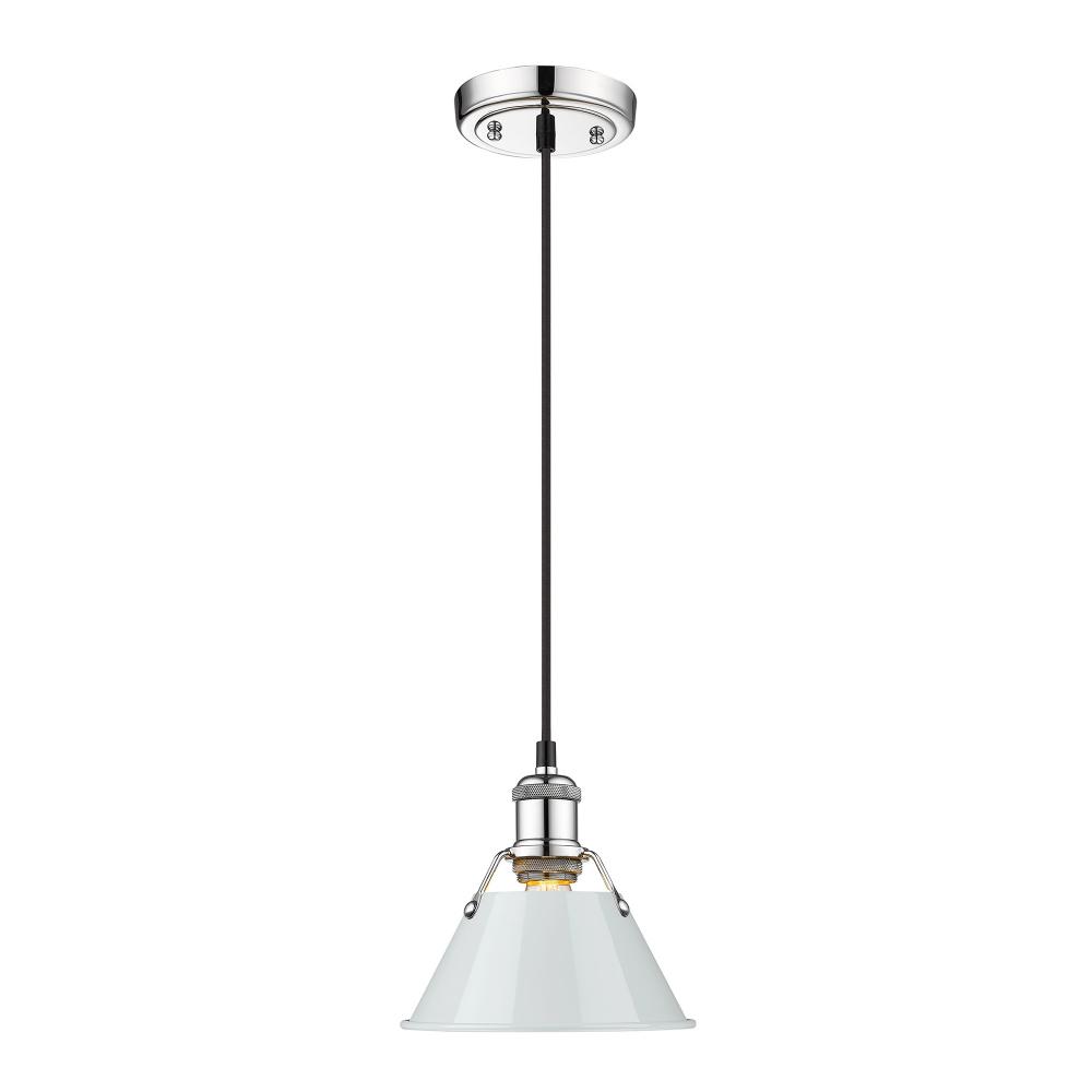 Orwell CH Small Pendant - 7" in Chrome with Dusky Blue shade