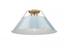 Golden 3306-3FM BCB-DB - Orwell BCB 3 Light Flush Mount in Brushed Champagne Bronze with Dusky Blue shade