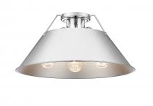 Golden 3306-3FM CH-CH - Orwell CH 3 Light Flush Mount in Chrome with Chrome shade