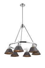 Golden 3306-6 CH-RBZ - Orwell CH 6 Light Chandelier in Chrome with Rubbed Bronze shades