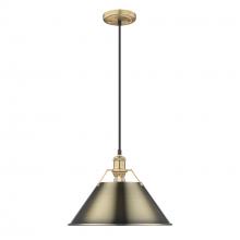 Golden 3306-L BCB-AB - Orwell BCB Large Pendant - 14" in Brushed Champagne Bronze with Aged Brass shade