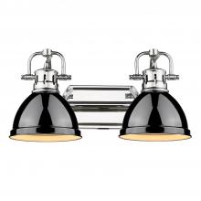 Golden 3602-BA2 CH-BK - Duncan 2 Light Bath Vanity in Chrome with Black Shades