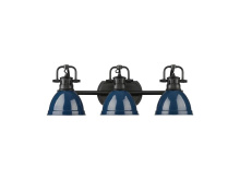 Golden 3602-BA3 BLK-NVY - Duncan 3-Light Bath Vanity in Matte Black with Matte Navy
