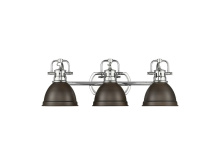 Golden 3602-BA3 CH-RBZ - Duncan 3-Light Bath Vanity in Chrome with Rubbed Bronze