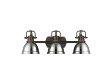 Golden 3602-BA3 RBZ-CH - Duncan 3-Light Bath Vanity in Rubbed Bronze with Chrome