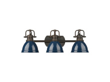 Golden 3602-BA3 RBZ-NVY - Duncan 3-Light Bath Vanity in Rubbed Bronze with Matte Navy