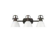Golden 3602-BA3 RBZ-WHT - Duncan 3-Light Bath Vanity in Rubbed Bronze with Matte White