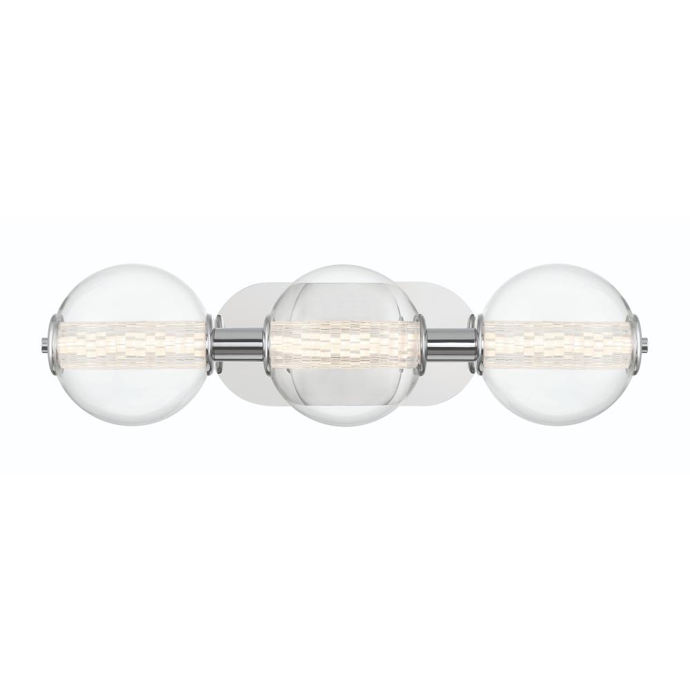 Atomo 3 Light Sconce in Chrome with Clear Glass