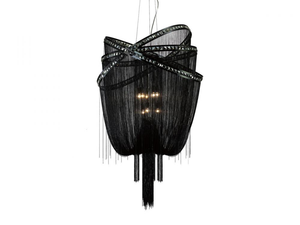 Wilshire Blvd. Collection Black Steel Chain Foyear Hanging Fixture