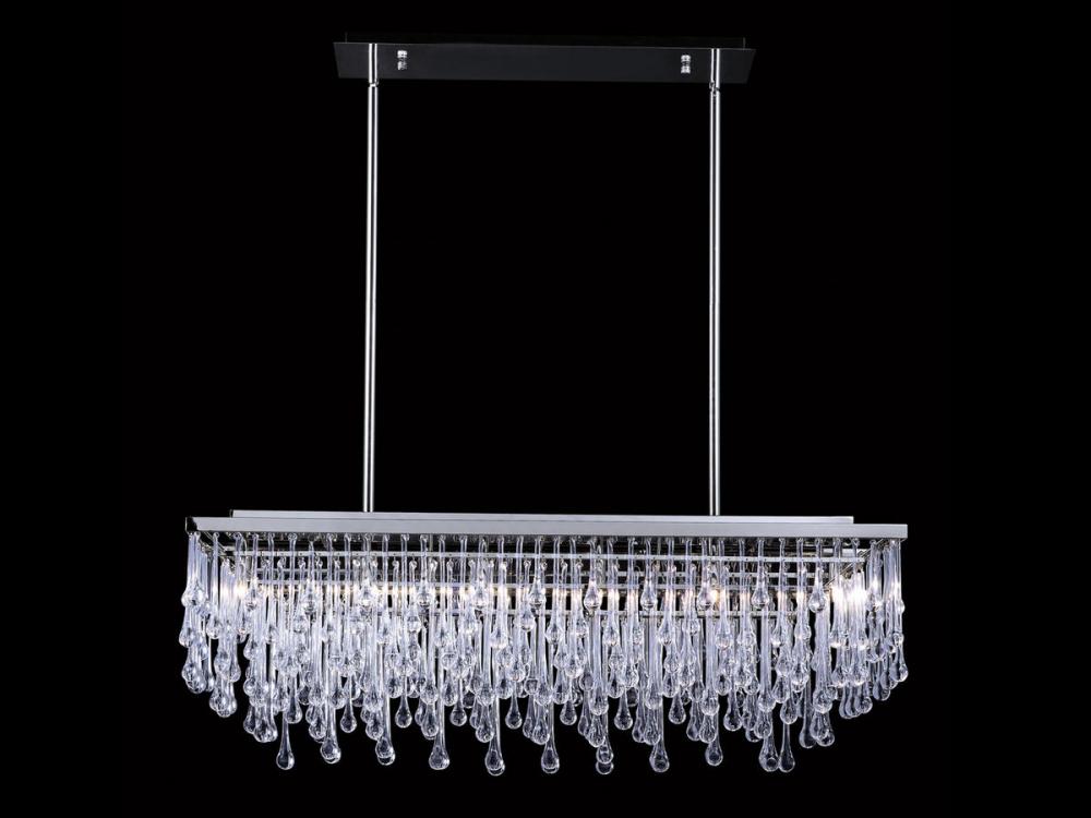 Hollywood Blvd. Collection Polished Nickel and Tear Drop Crystal Rectangle Hanging Fixture
