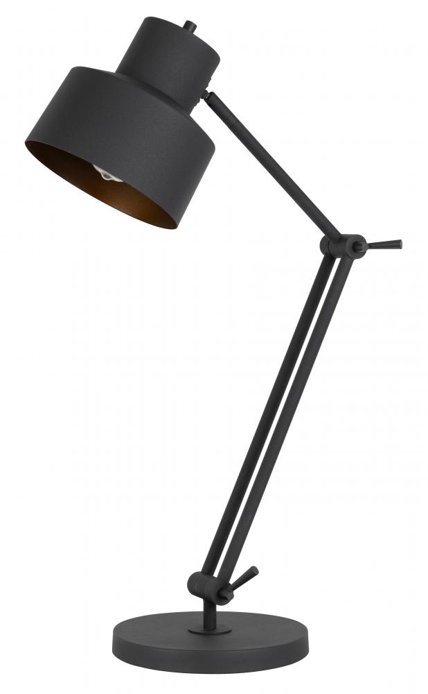 60W Davidson metal desk lamp with weighted base, adjustable upper and lower arms. On off socket swit