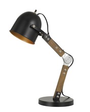 CAL Lighting BO-2757DK - 60W Binimi Adjust Able Wood/Metal Desk Lamp With Metal Shade