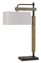 CAL Lighting BO-2889DK - Alloa Metal/Wood Desk Lamp With Rectangular Linen Shade