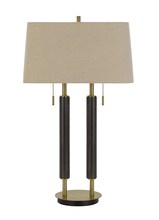 CAL Lighting BO-2893DK - Avellino Metal/Wood Desk Lamp With Rectangular Burlap Shade And Pull Chain Switch