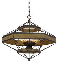 CAL Lighting FX-3702-6 - Alicante 60W X 6 Pine Wood/Metal Chandelier  (Edison Bulbs Not included)