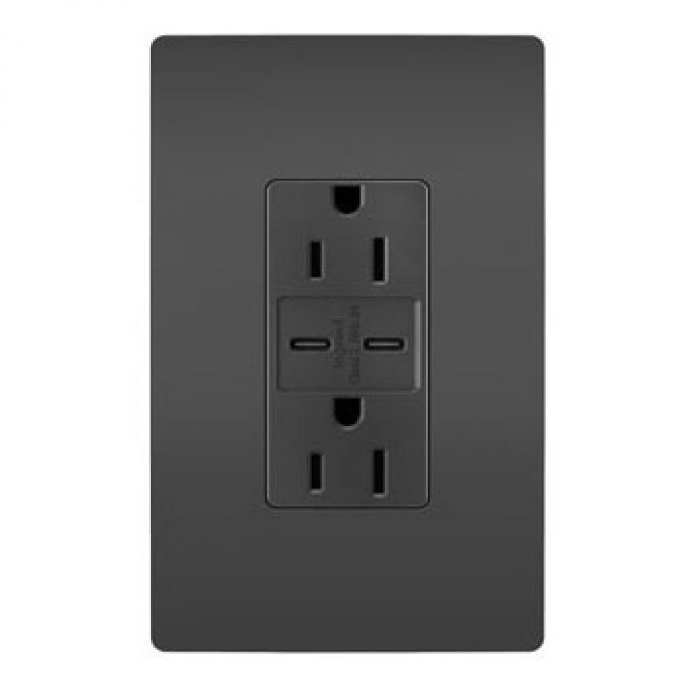 radiant? 15A Tamper-Resistant Ultra-Fast USB Type C/C Outlet, Black (10 pack)