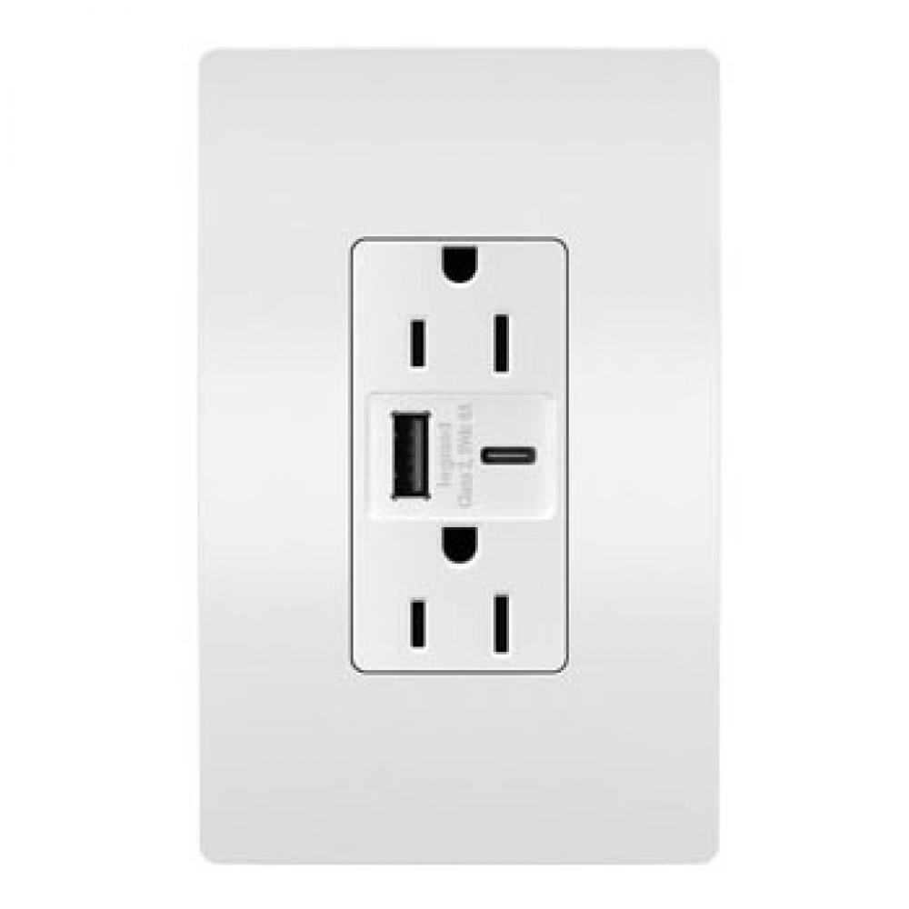 radiant? 15A Tamper-Resistant Ultra-Fast USB Type A/C Outlet, White (10 pack)