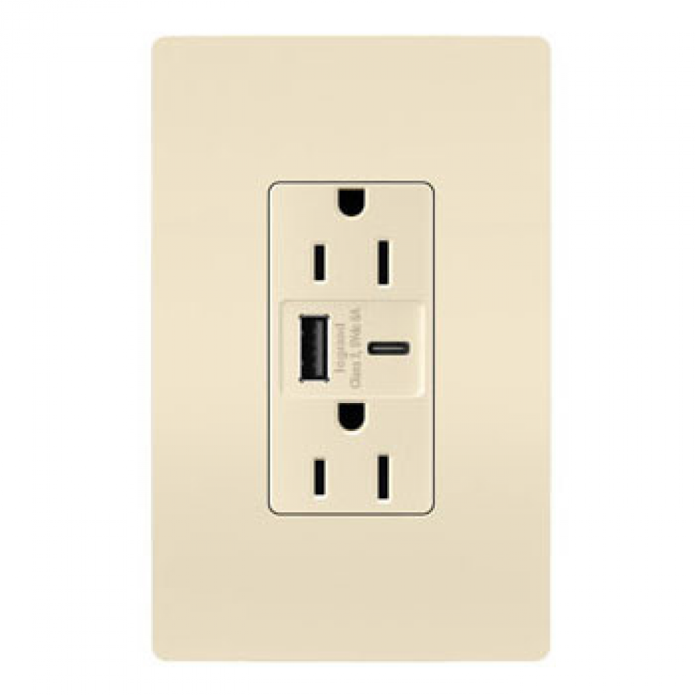 radiant? 15A Tamper-Resistant Ultra-Fast USB Type A/C Outlet, Light Almond (10 pack)