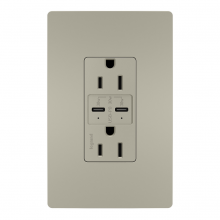 Legrand Radiant R26USBPDNICC6 - radiant® 15A Tamper Resistant Ultra Fast PLUS Power Delivery USB Type C/C Outlet, Nickel