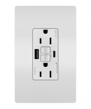 Legrand Radiant 1597TRUSBACWC4 - radiant? Tamper-Resistant 15A Duplex Self-Test GFCI Receptacles with SafeLock? Protection, USB Type